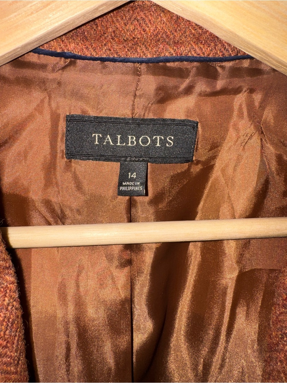 Bundle of 2 Talbots Blazers Classic Herringbone Shetland Wool Brown Green 14 - Picture 4 of 11